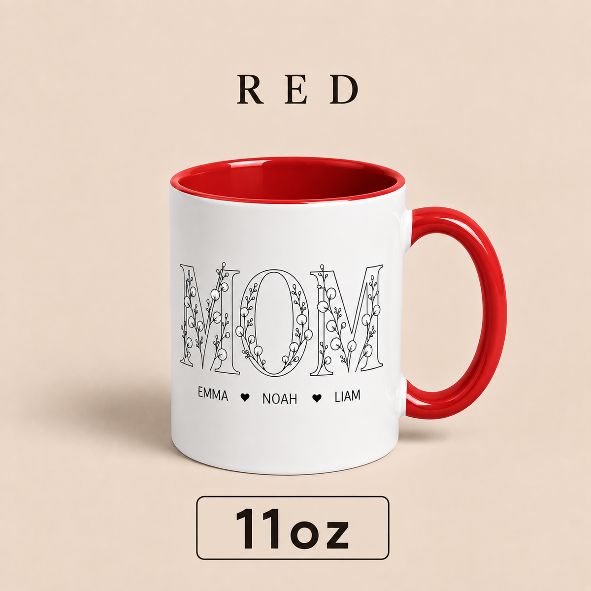Personalized Mom Mug with Kids Names, Floral Mom Coffee Mug, Custom Mother’s Day Gift for Mom