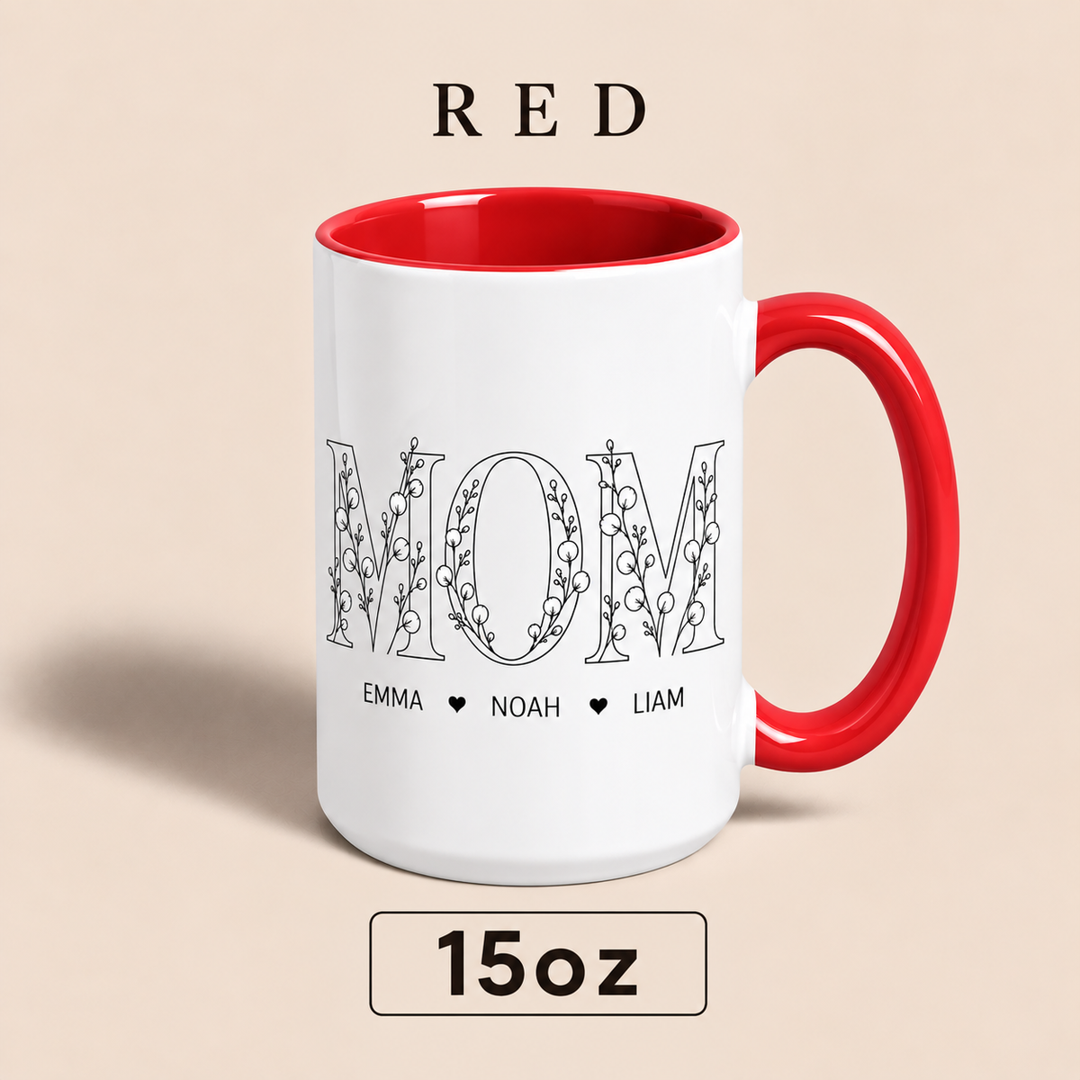 Personalized Mom Mug with Kids Names, Floral Mom Coffee Mug, Custom Mother’s Day Gift for Mom