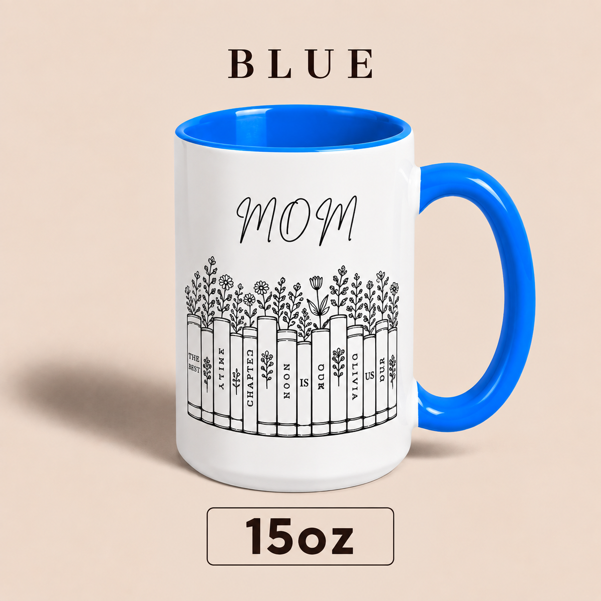 Personalized Mom Mug with Kids Names, Book Lover Mom Mug, Custom Mother’s Day Gift for Mom