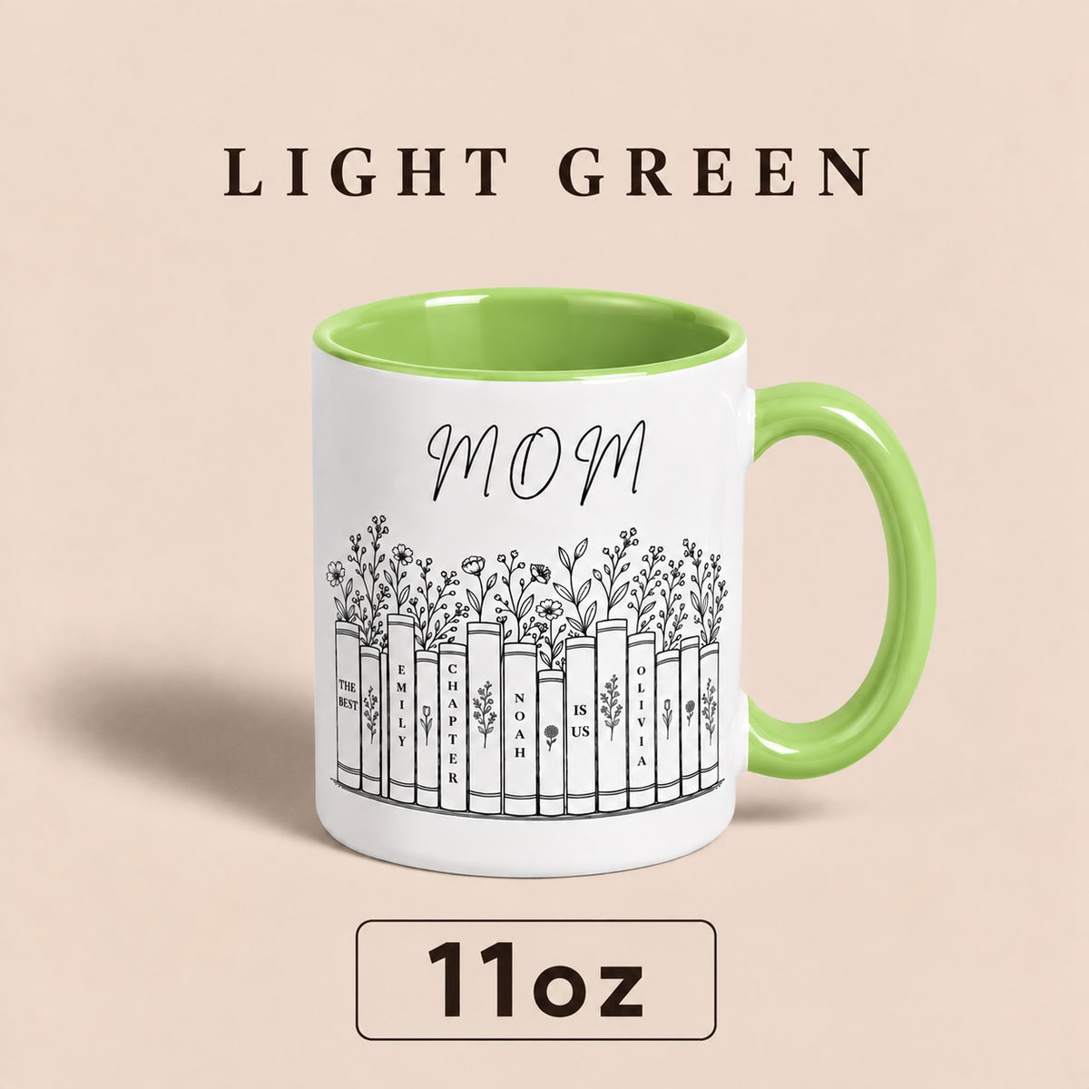 Personalized Mom Mug with Kids Names, Book Lover Mom Mug, Custom Mother’s Day Gift for Mom