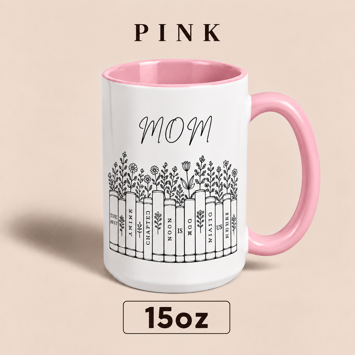Personalized Mom Mug with Kids Names, Book Lover Mom Mug, Custom Mother’s Day Gift for Mom