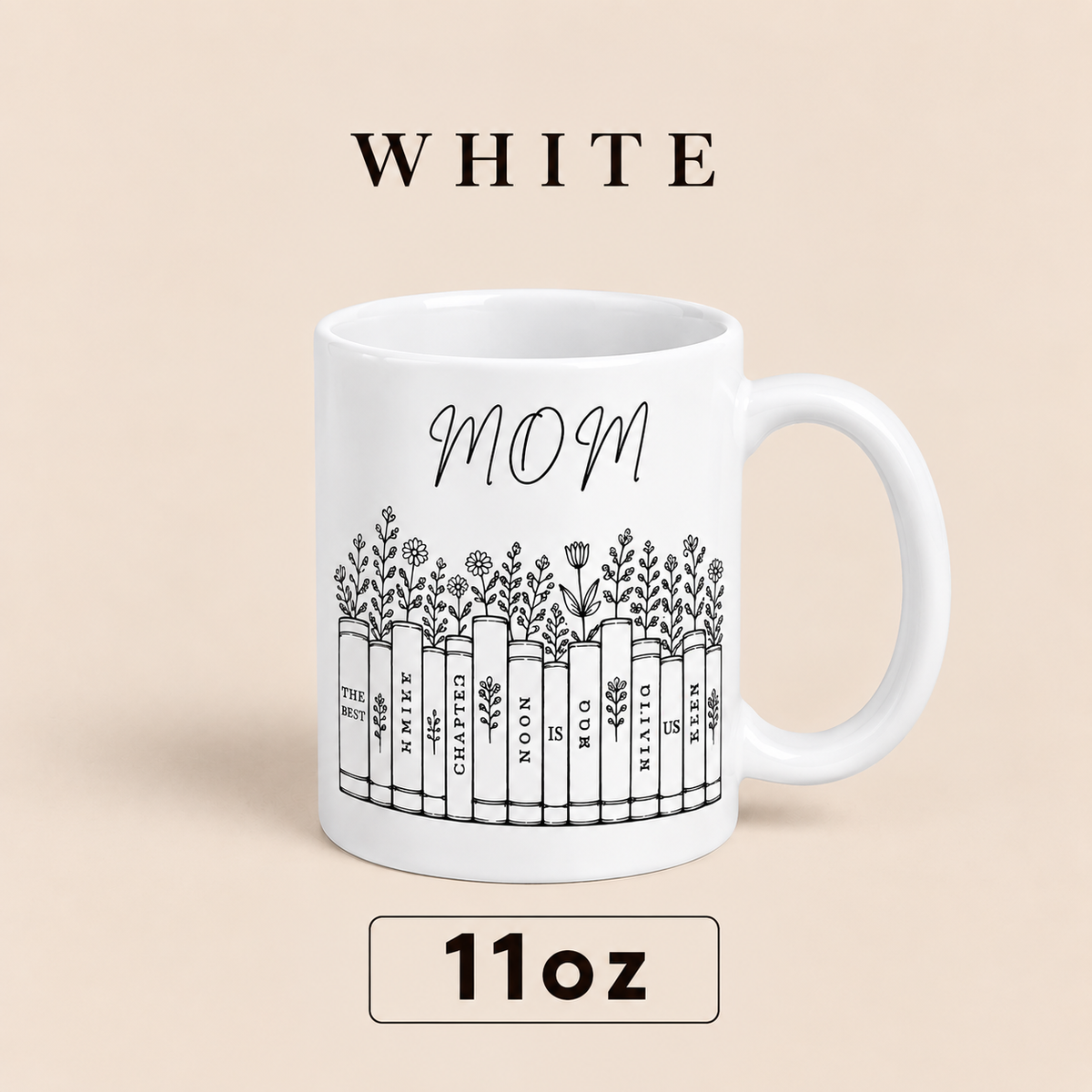 Personalized Mom Mug with Kids Names, Book Lover Mom Mug, Custom Mother’s Day Gift for Mom