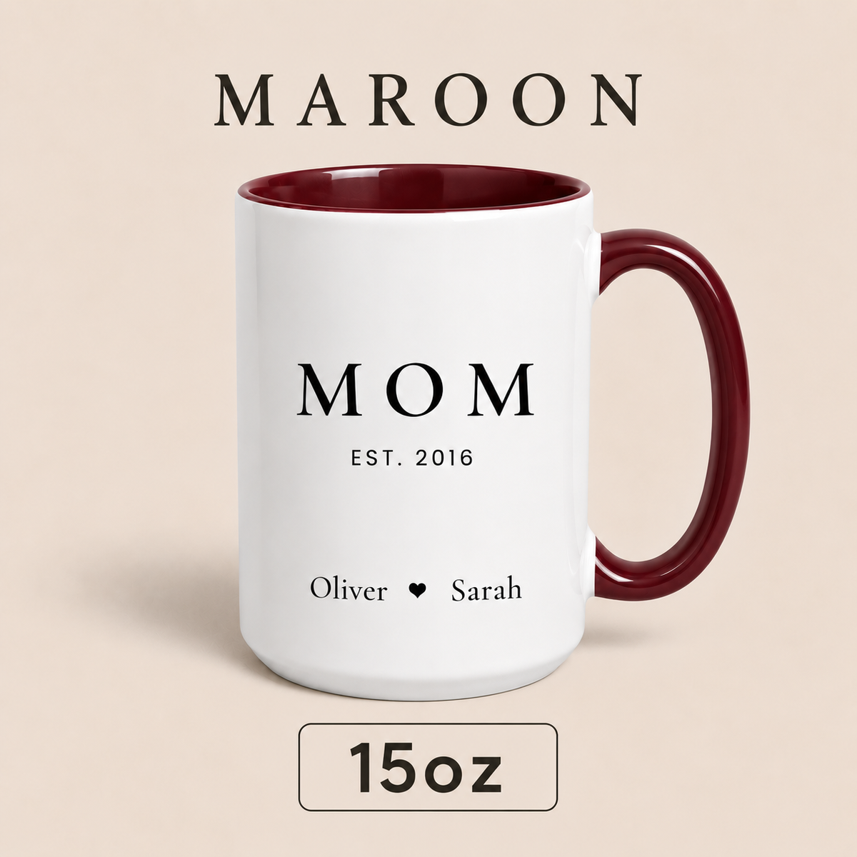 Personalized Mom Since Mug with Kids Names, Custom Est Year Mom Mug, Mother’s Day Gift for Mom