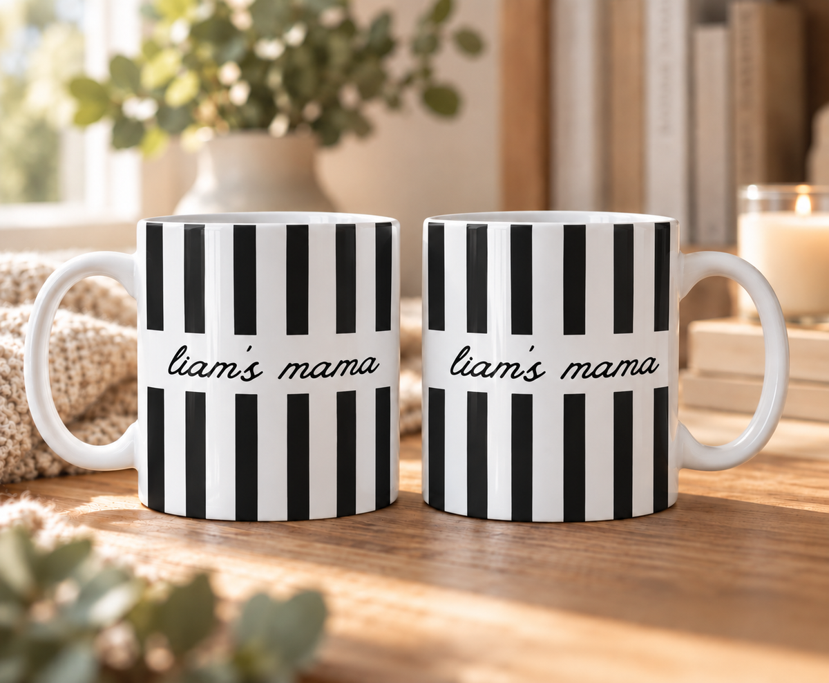  Personalized striped Mama mug with child's name
