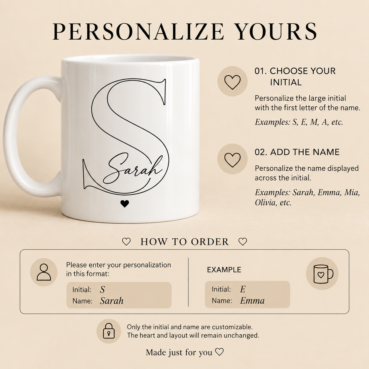 How to personalize initial mug with custom letter and name
