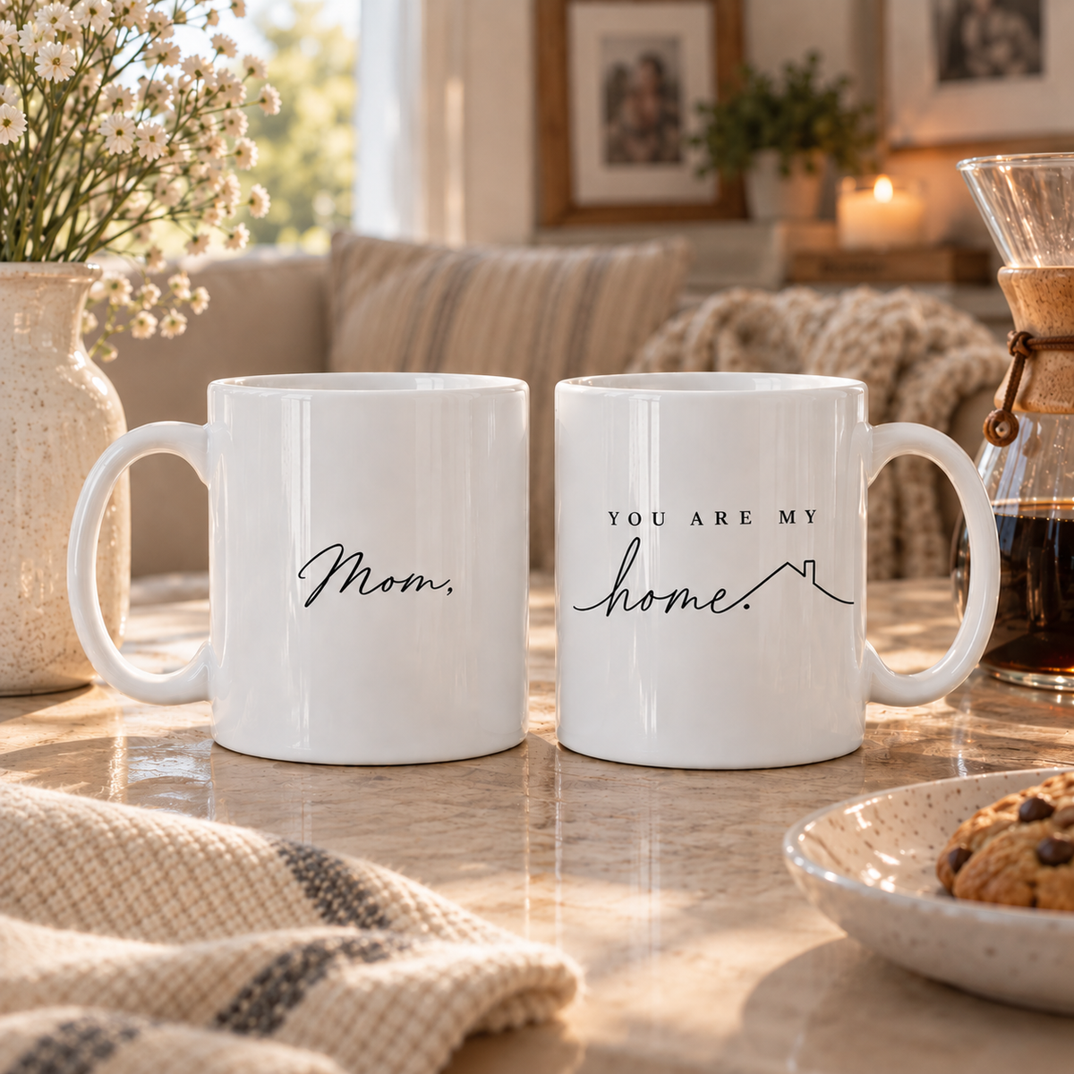 Sentimental You Are My Home mug for Mom in cozy home setting