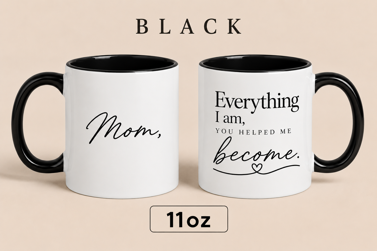 Personalized Mom Quote Mug, Everything I Am You Helped Me Become Mug, Mother’s Day Gift for Mom