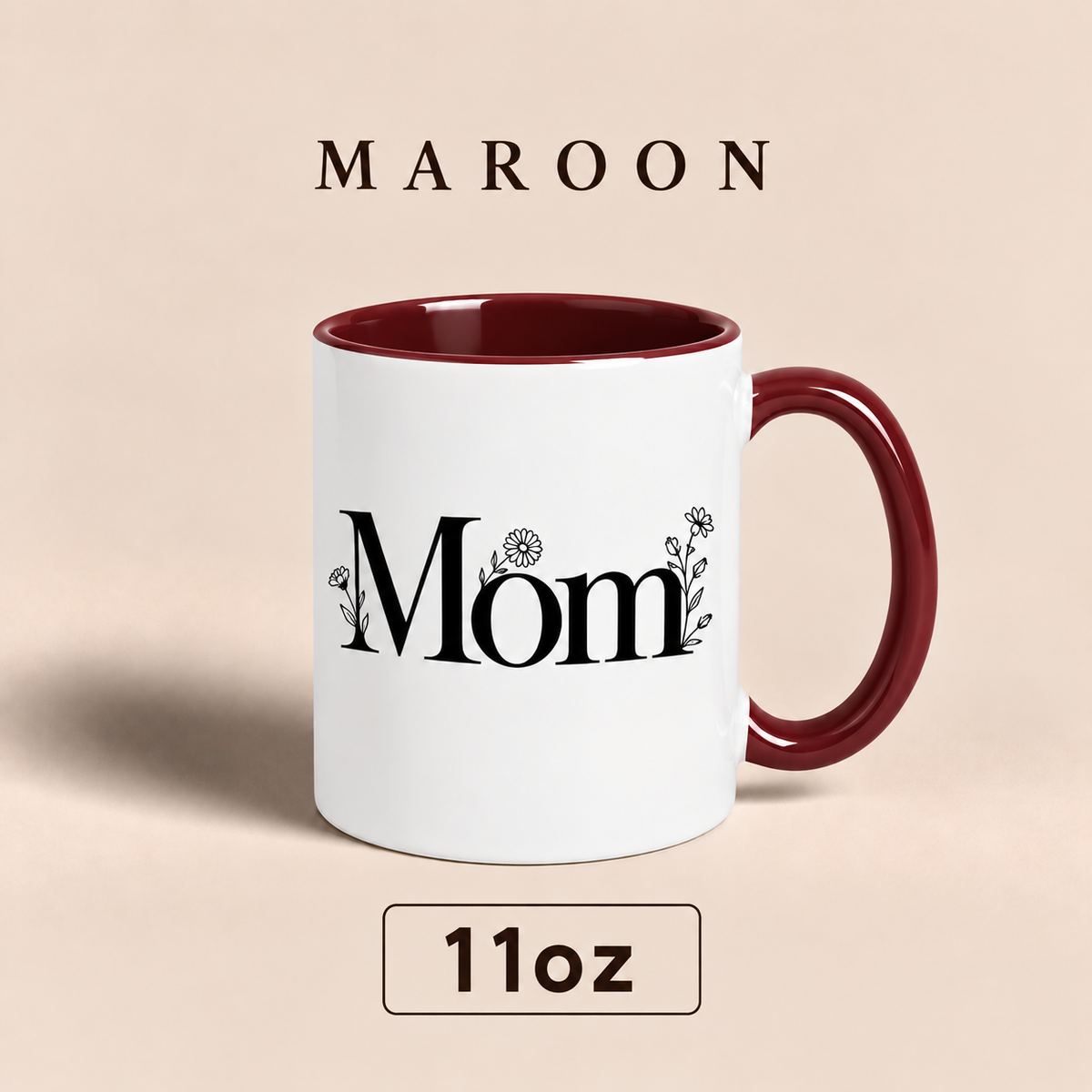 Personalized Mom Mug with Floral Design, Custom Mom Title Mug, Mother’s Day Gift for Mom