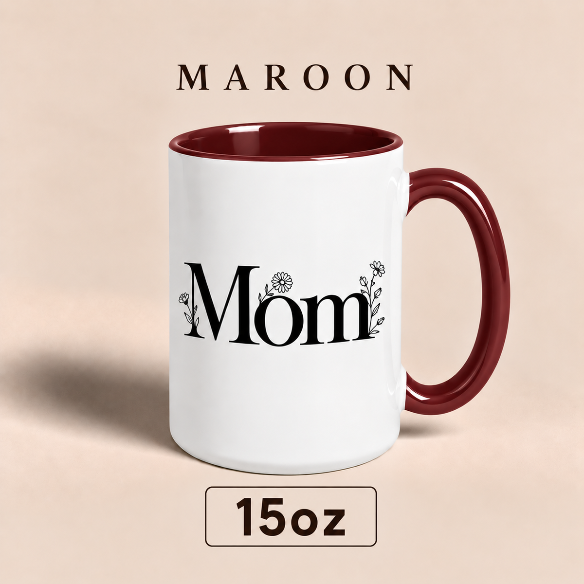 Personalized Mom Mug with Floral Design, Custom Mom Title Mug, Mother’s Day Gift for Mom