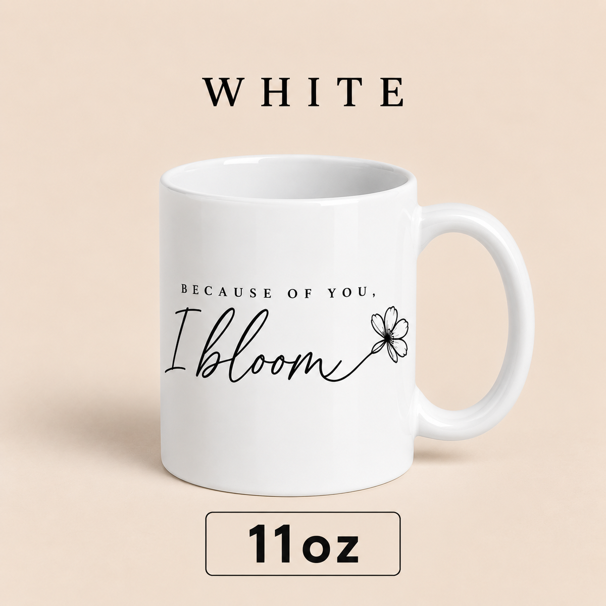 Because of You I Bloom Mug, Meaningful Gift for Mom, Floral Mother’s Day Mug