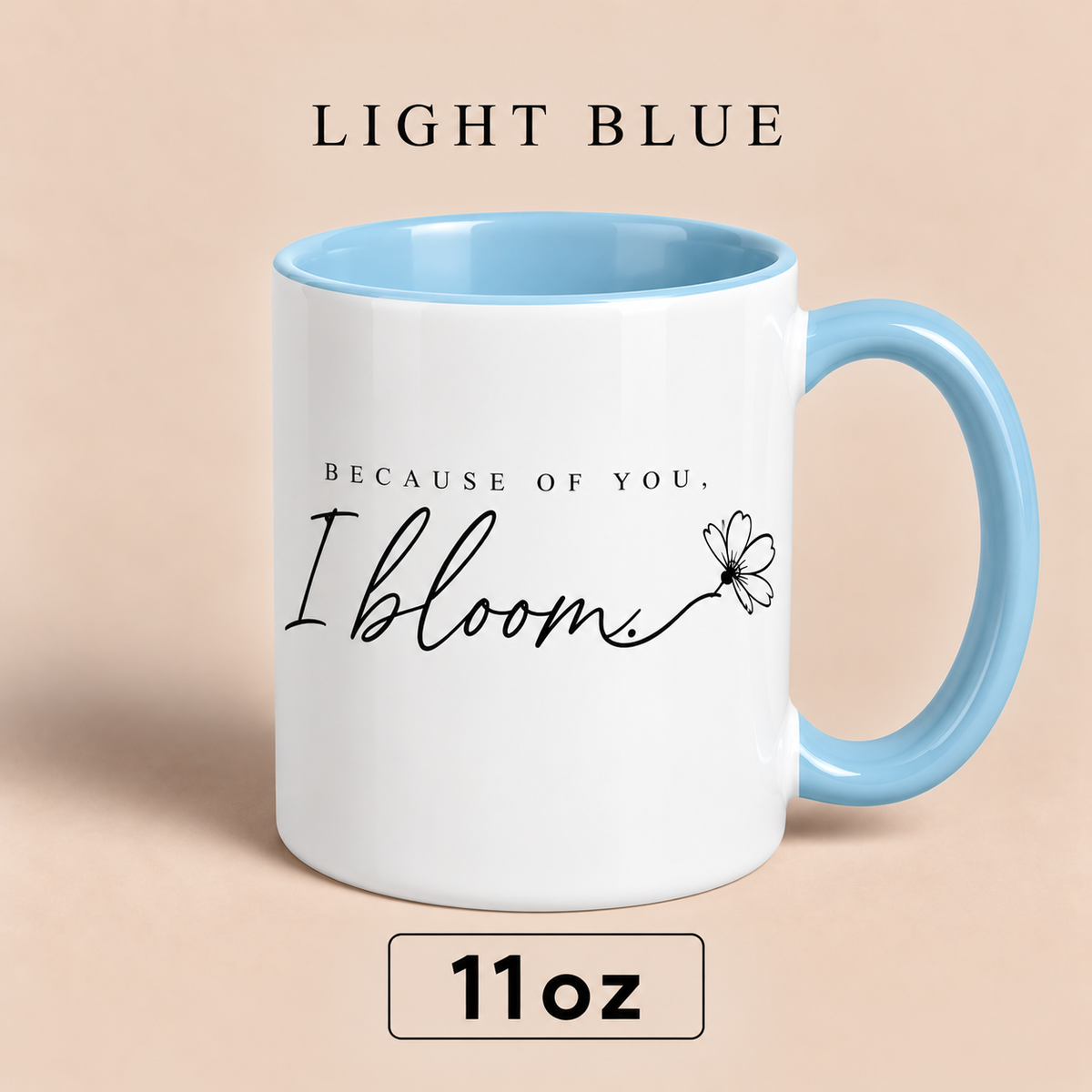 Because of You I Bloom Mug, Meaningful Gift for Mom, Floral Mother’s Day Mug