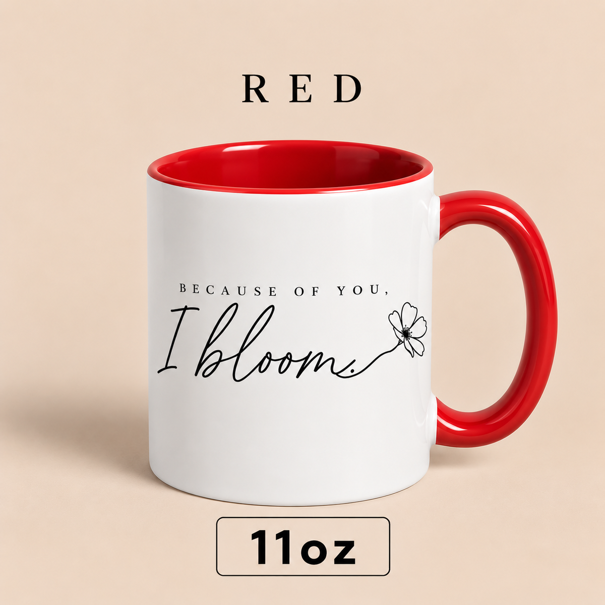 Because of You I Bloom Mug, Meaningful Gift for Mom, Floral Mother’s Day Mug