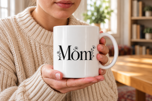 Personalized floral Mom mug with custom mother title