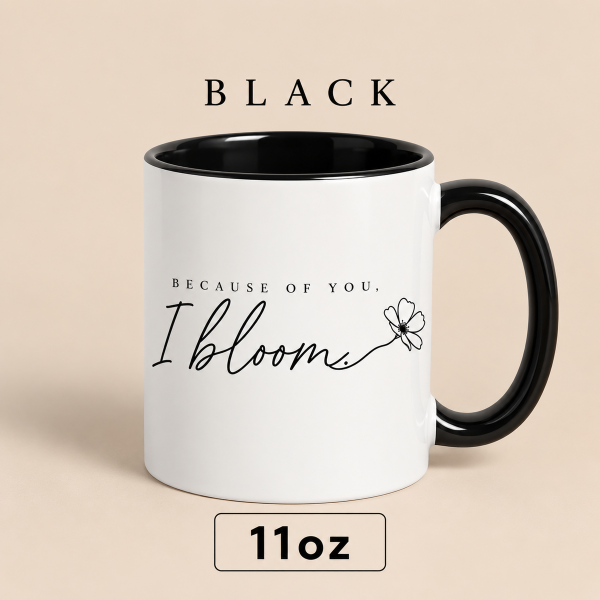 Because of You I Bloom Mug, Meaningful Gift for Mom, Floral Mother’s Day Mug