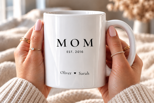Personalized Mom Since Mug with Kids Names, Custom Est Year Mom Mug, Mother’s Day Gift for Mom