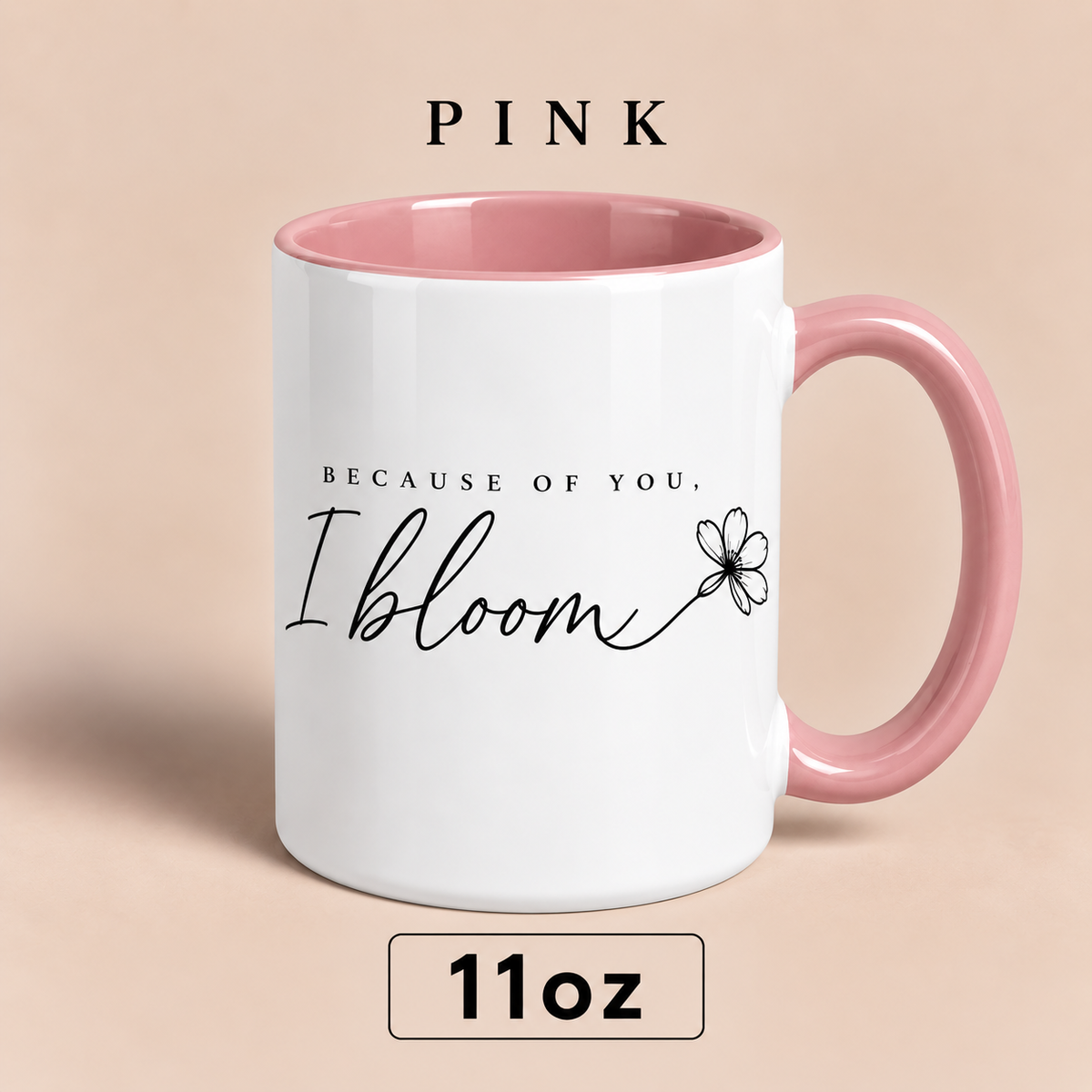 Because of You I Bloom Mug, Meaningful Gift for Mom, Floral Mother’s Day Mug