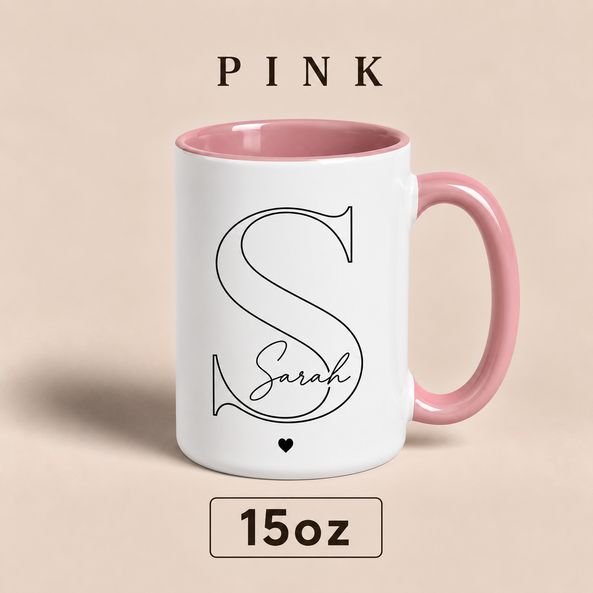 Personalized Initial Mug with Name, Custom Monogram Mug, Personalized Gift for Her