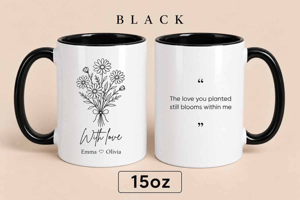 Personalized Mom Mug with Kids’ Names, Floral Mother’s Day Gift, Custom Gift for Mom