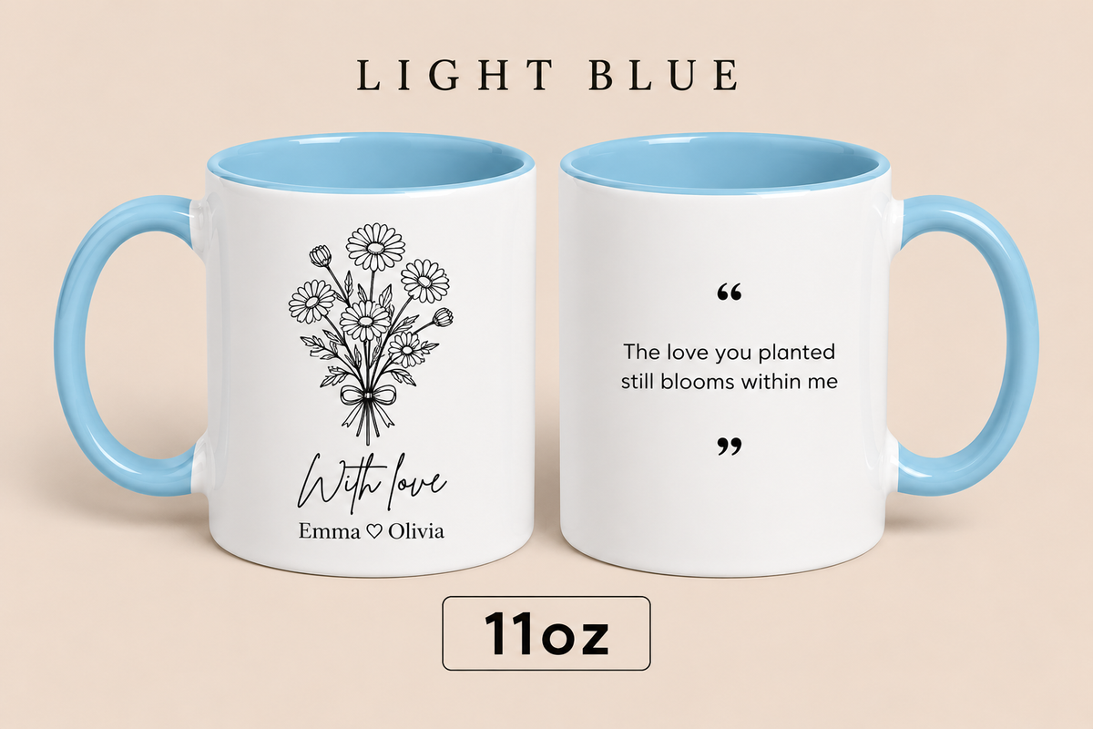 Personalized Mom Mug with Kids’ Names, Floral Mother’s Day Gift, Custom Gift for Mom