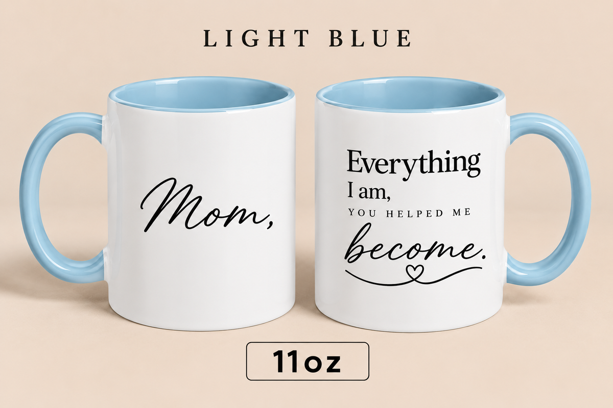 Personalized Mom Quote Mug, Everything I Am You Helped Me Become Mug, Mother’s Day Gift for Mom