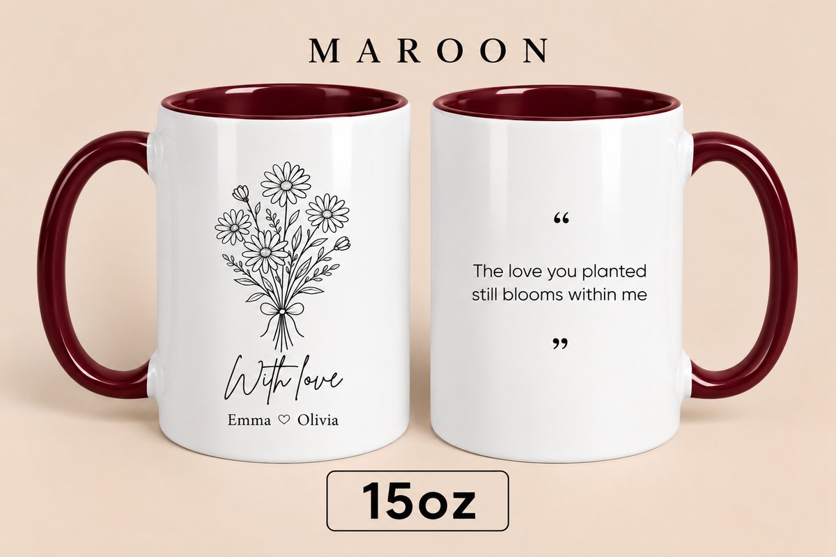Personalized Mom Mug with Kids’ Names, Floral Mother’s Day Gift, Custom Gift for Mom