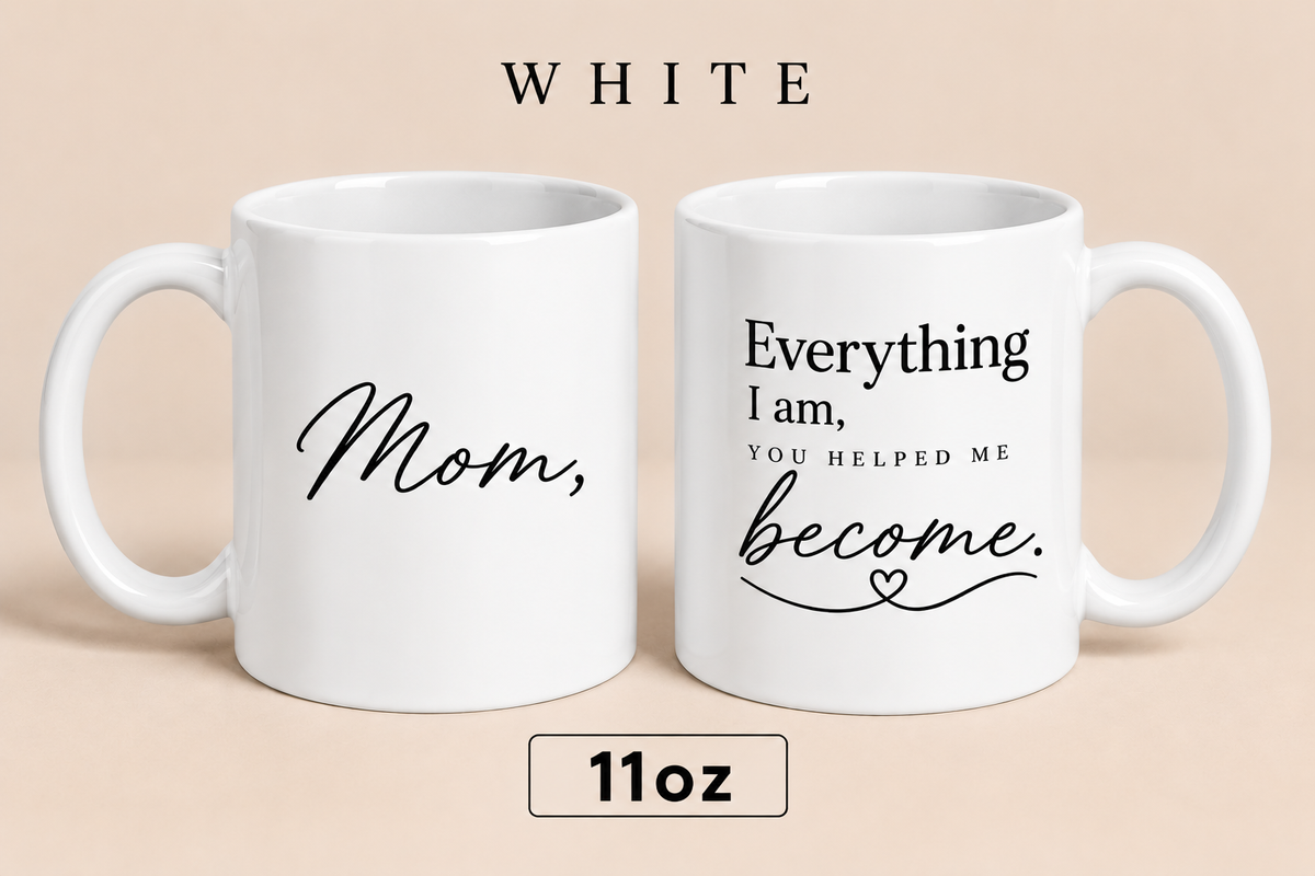 Personalized Mom Quote Mug, Everything I Am You Helped Me Become Mug, Mother’s Day Gift for Mom