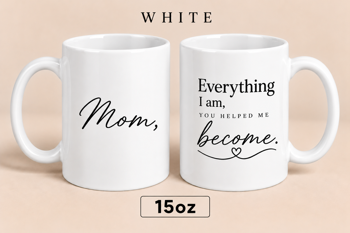 Personalized Mom Quote Mug, Everything I Am You Helped Me Become Mug, Mother’s Day Gift for Mom