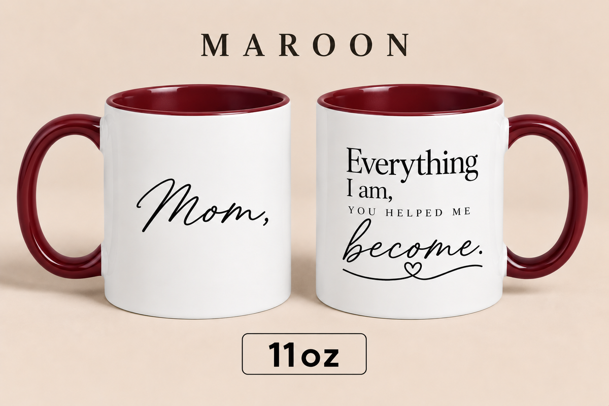 Personalized Mom Quote Mug, Everything I Am You Helped Me Become Mug, Mother’s Day Gift for Mom
