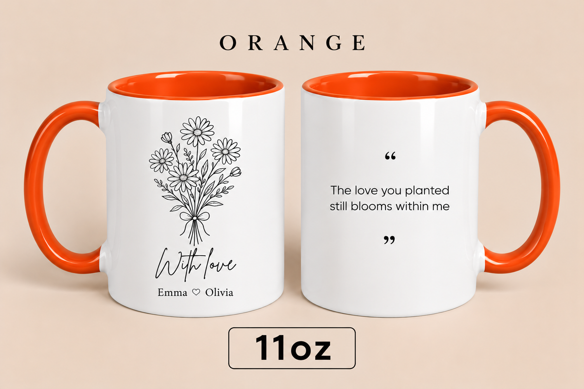 Personalized Mom Mug with Kids’ Names, Floral Mother’s Day Gift, Custom Gift for Mom