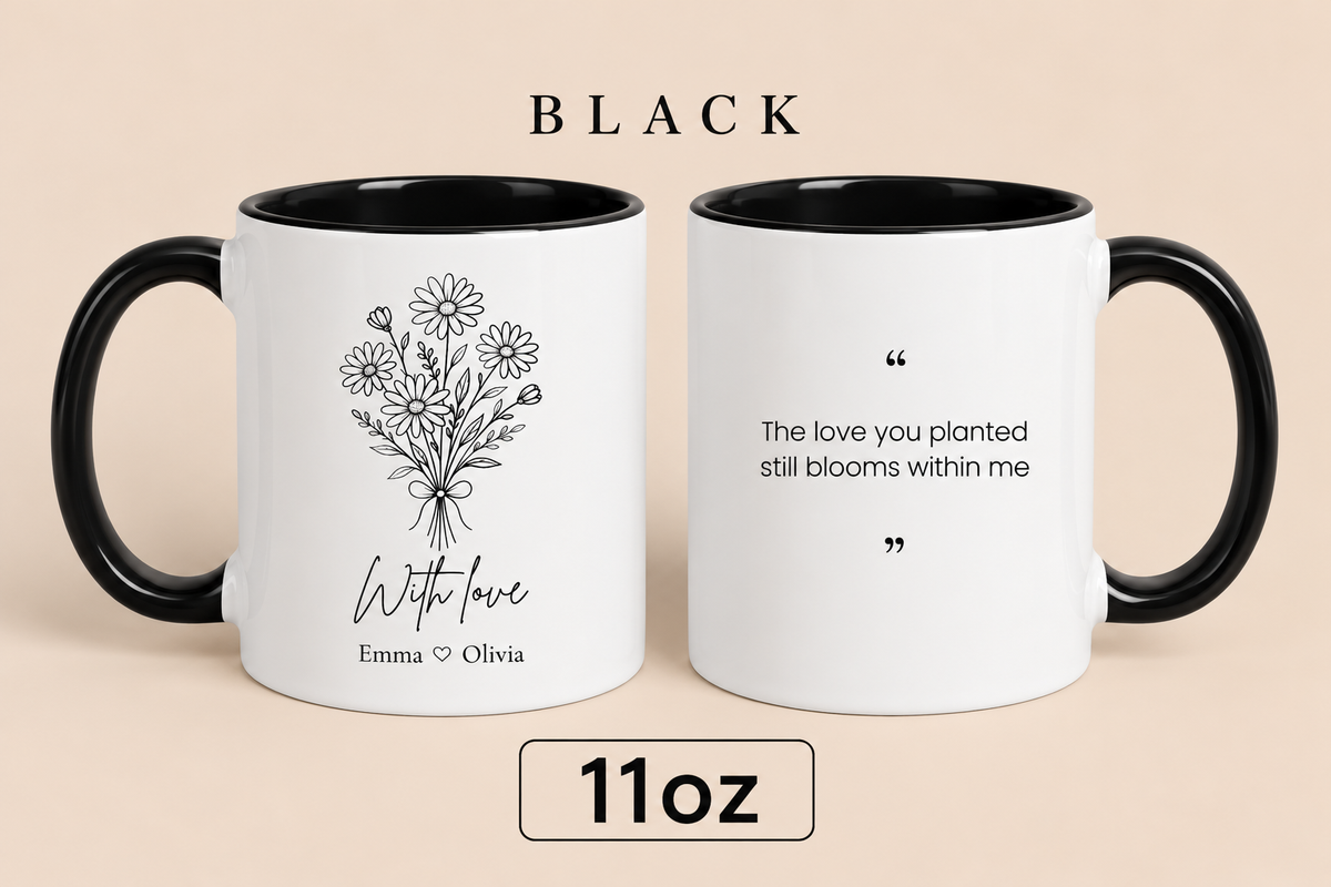 Personalized Mom Mug with Kids’ Names, Floral Mother’s Day Gift, Custom Gift for Mom