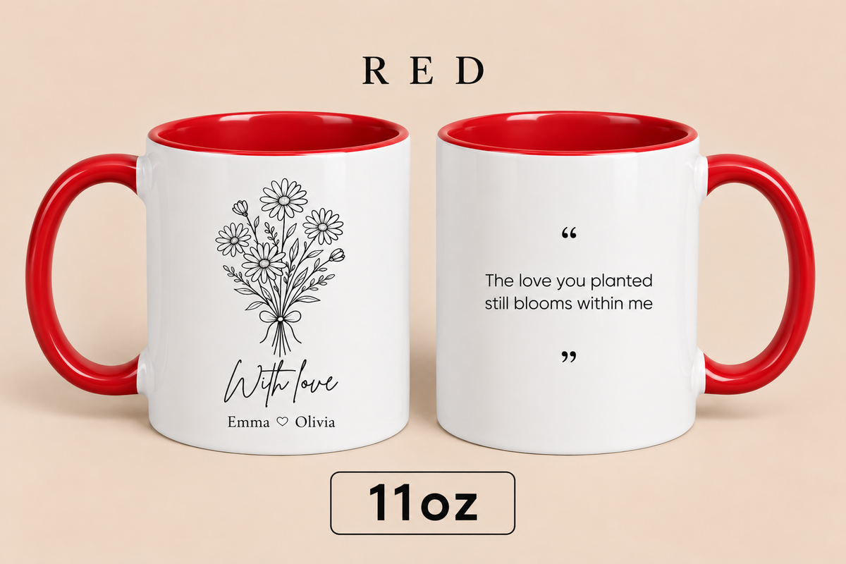 Personalized Mom Mug with Kids’ Names, Floral Mother’s Day Gift, Custom Gift for Mom