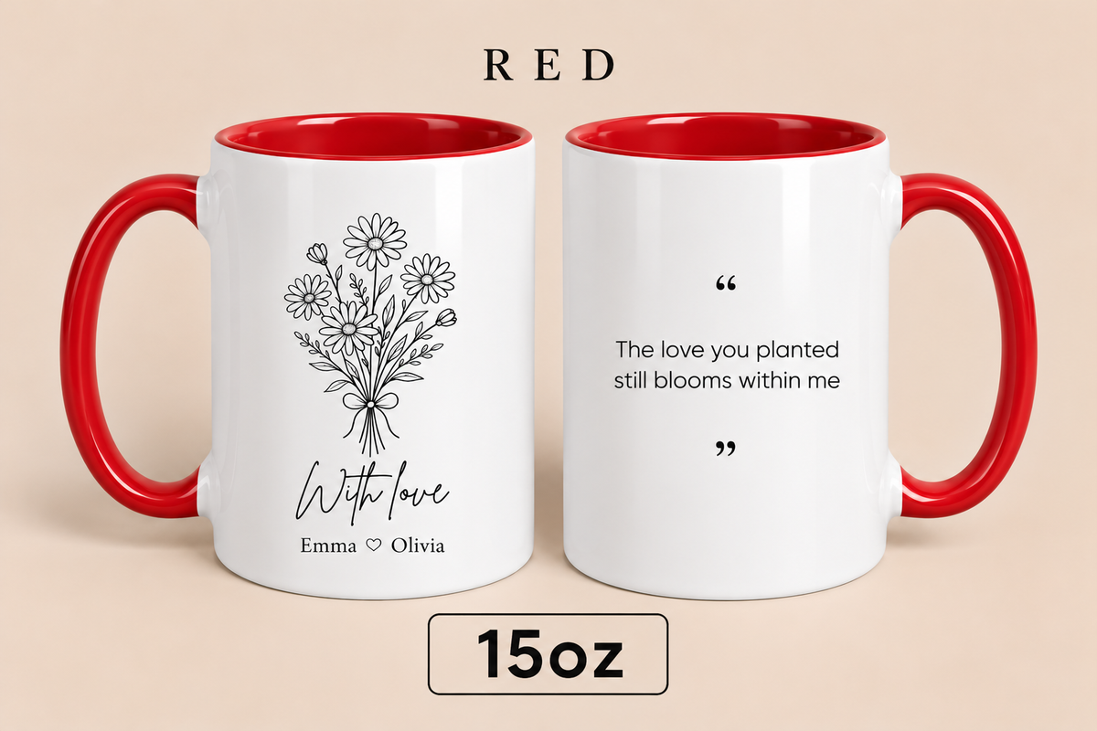 Personalized Mom Mug with Kids’ Names, Floral Mother’s Day Gift, Custom Gift for Mom