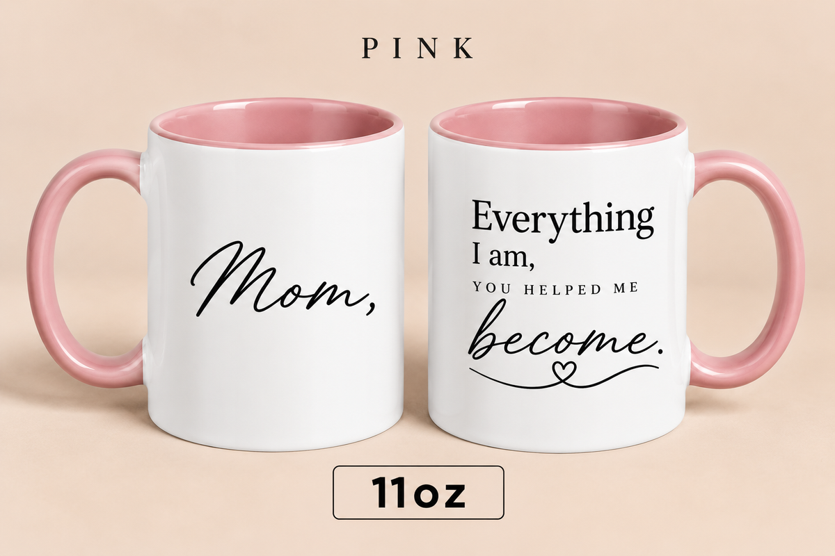 Personalized Mom Quote Mug, Everything I Am You Helped Me Become Mug, Mother’s Day Gift for Mom